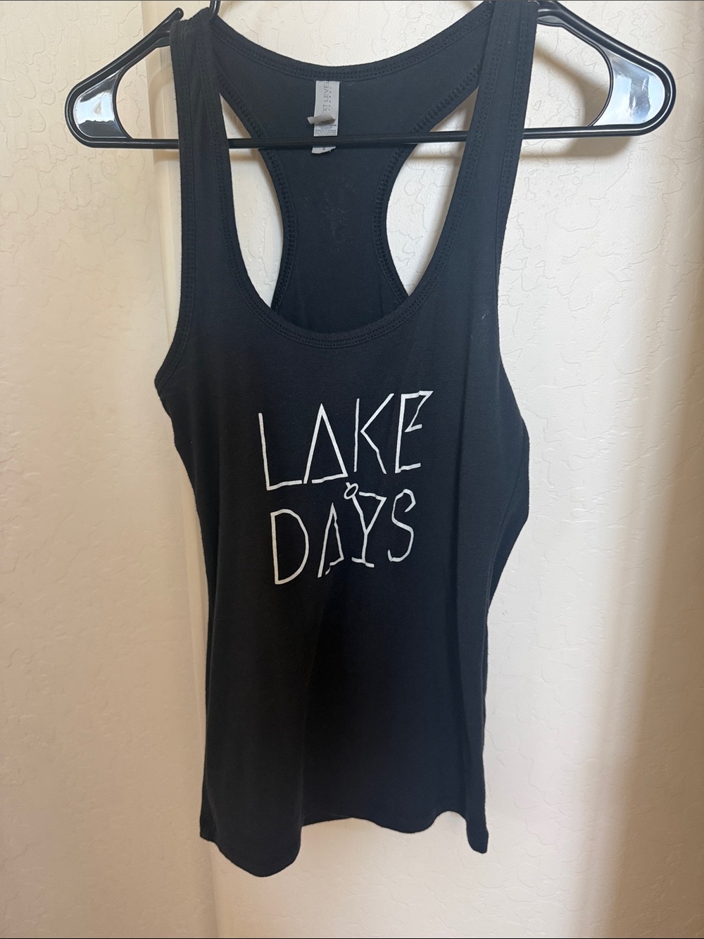 Women's Black Racerback Tank Top with 'Lake Days' Graphic